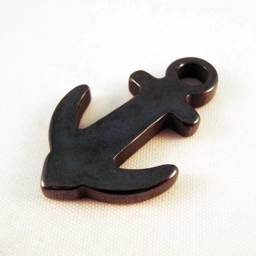 Pendentif breloque hématite noir gris en forme d'ancre de bateau 