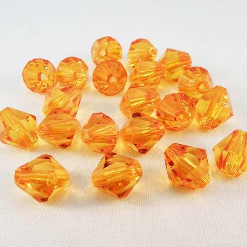 Pac11 - lot de 10 perles oranges bicônes à facettes en acrylique 