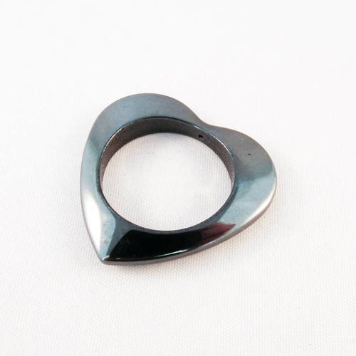 Pendentif breloque hématite noir gris en forme de coeur 