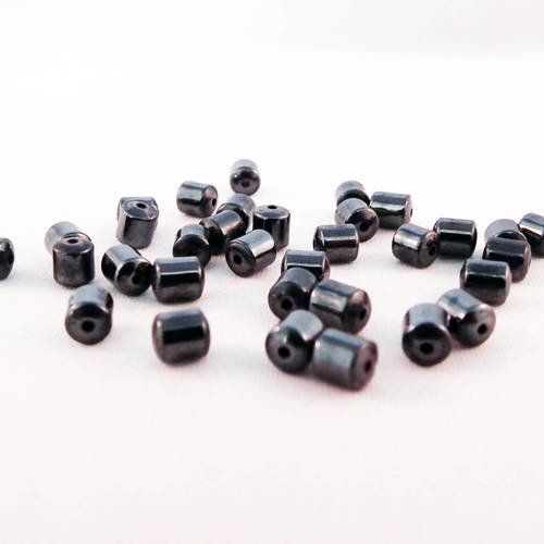 Hev24 - lot de 10 perles tubes en hématite noir gris 