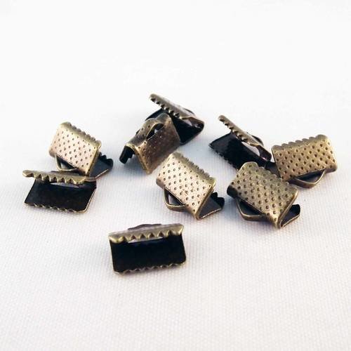 Lot de 8 embouts 10mm pinces à écraser en laiton de couleur bronze 