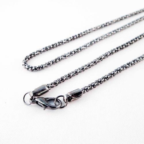 Collier à chaîne serpent gunmetal avec fermoir à mousqueton 