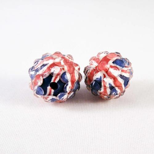 Hev64 - 2 perles en pâte polymère drapeau uk angleterre grande bretagne royaume uni 