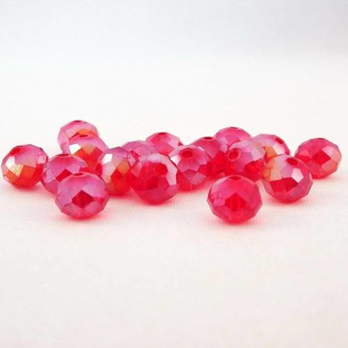 Psw16 - 10 perles précieuses rouge à reflets jaunes 8x6mm en verre cristal 