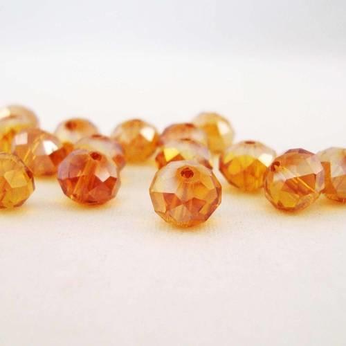 Psw08 - 10 perles précieuses jaunes 8x6mm en verre cristal 