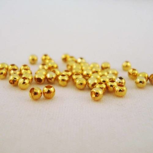 Isp88d - 100 perles intercalaires 2.4mm spacer ronde lisse, doré, 2.4mm de diamètre. 