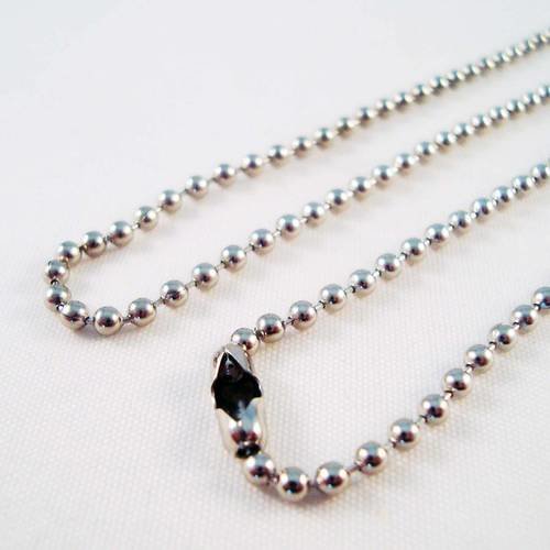 Collier chaîne à boules billes argenté avec fermoir 