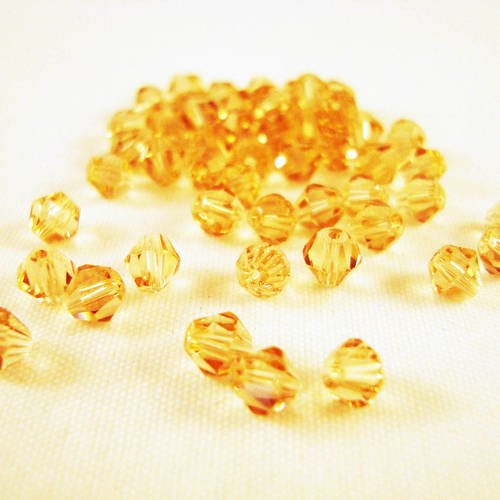 Psw54 - lot de 10 perles 4mm couleur jaune pâle en verre cristal bicône toupie de 4mm 