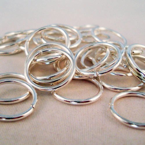 Ans45 - 10 anneaux de jonction 16mm en fer de couleur argent brillant 