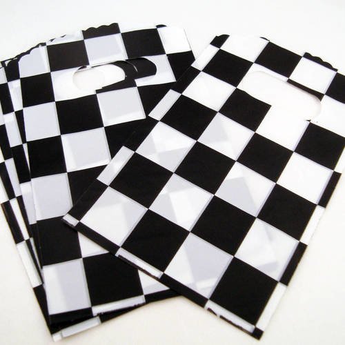 Lot de 5 sachets plastique tendance pour emballage cadeaux bijoux de 15cm x 9cm. 