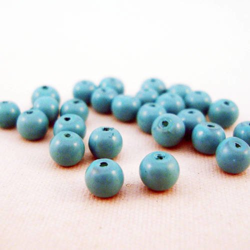Pmg13 - lot de 10 perles magiques 4mm rondes en verre de couleur bleu turquoise, taille de trou 1mm.