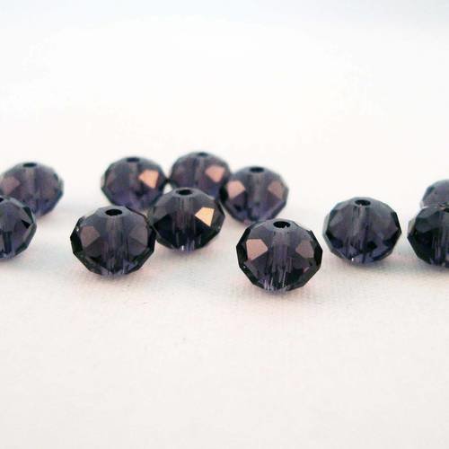 Psw28 - 10 perles précieuses 6x4mm violet en verre cristal de couleur violet 