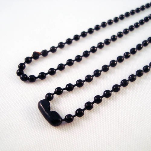 Collier à chaîne à billes noir 46cm avec fermoir 