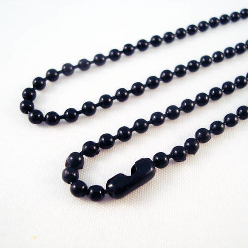 Collier à chaîne à billes noir 50cm avec fermoir 
