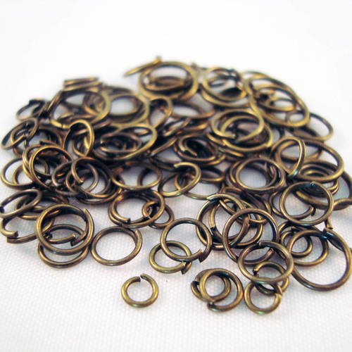 Lot de 100 anneaux de jonction mixtes de couleur bronze 