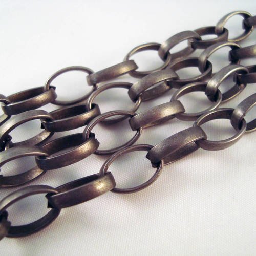 Ch22 - 30cm de chaîne gunmetal à mailles forçat 10mm x 15mm 