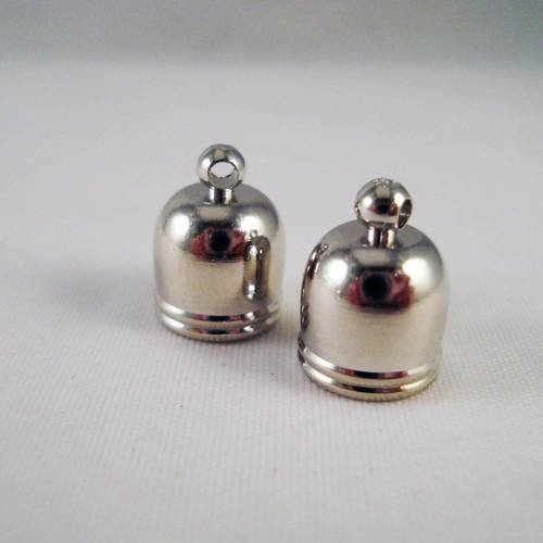 Lot de 2 embouts à coller, couleur argenté, 13mm x 10mm. 