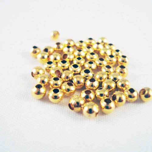 Int71 - 100 mini perles intercalaires de 2mm spacer ronde lisse, doré, 2mm de diamètre. 