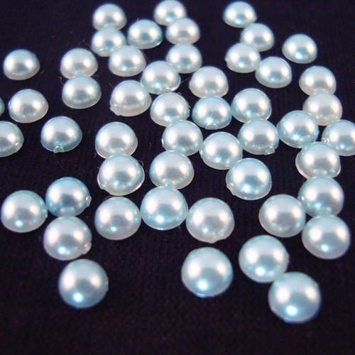 Ici49 - lot de 50 demi-perles bleues de 6mm en acrylique à coller scrapbook 
