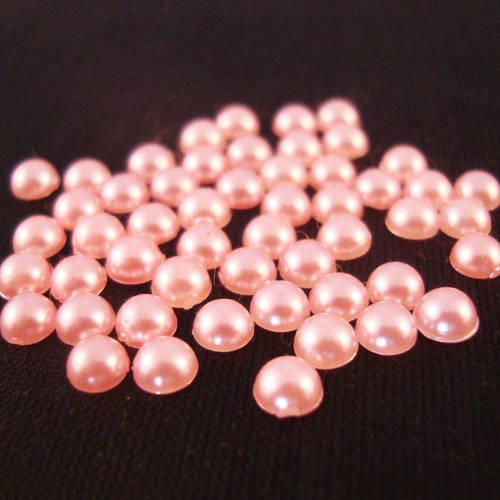 Ici50 - lot de 50 demi-perles roses de 6mm en acrylique à coller scrapbook 