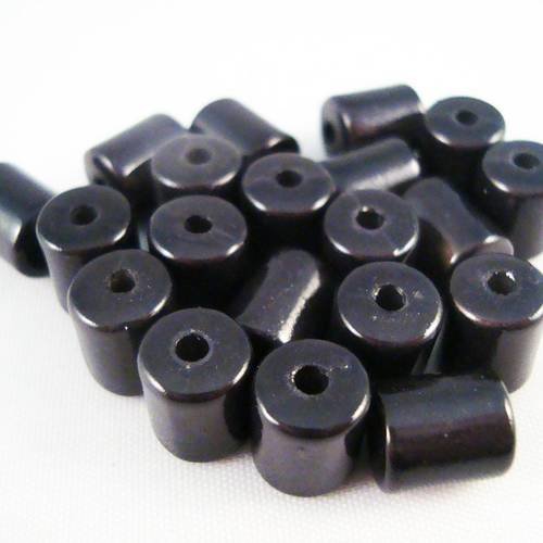 Pmg11 - lot de 5 perles gris foncé noires magiques en forme de cylindre 