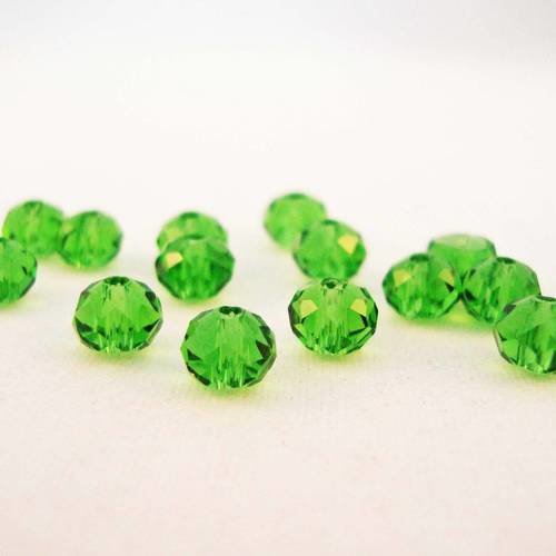 Psm14 - 10 perles précieuses 6x4mm vert foncé en verre cristal 