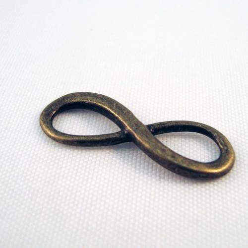 Bz66 - connecteur bronze signe infinity infini ou forme de 8, bronze, 23mm x 8mm. 