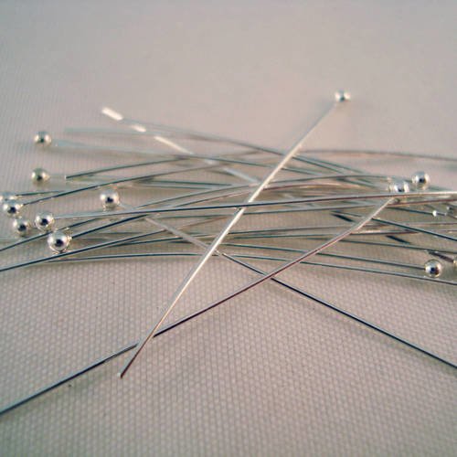 Lot de 100 clous à tiges tête boule argenté, 4cm. 