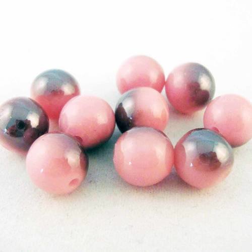 Pac100 - 10 perles ton sur ton de couleur rose cendré 