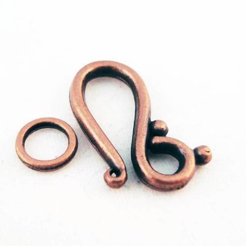 Cef44 - fermoir toggle cuivre rouge 21mm x 12mm 