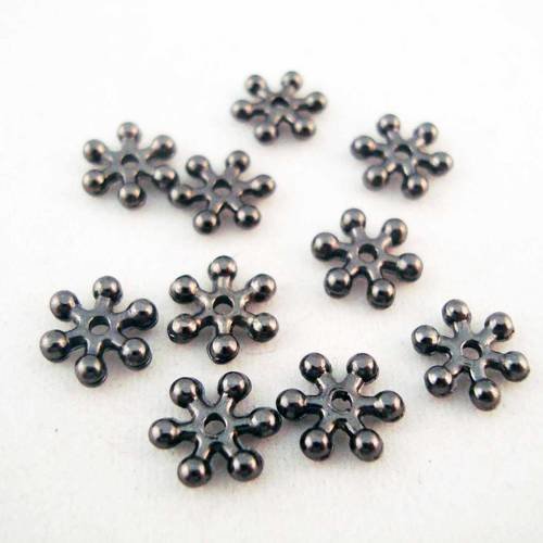 Int43 - 10 perles intercalaires gunmetal en forme de flocon 