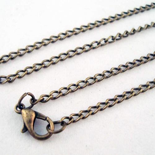Sbc38 - collier à chaîne 45cm maille forçat bronze avec fermoir à mousqueton 