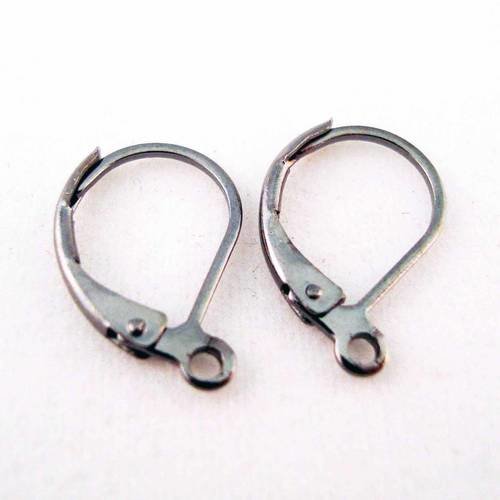 Deux pinces clip gunmetal pour support boucles d'oreilles 