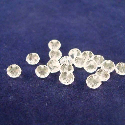 Psw19 - 10 perles précieuses 6x4mm en verre cristal de couleur blanc transparent 