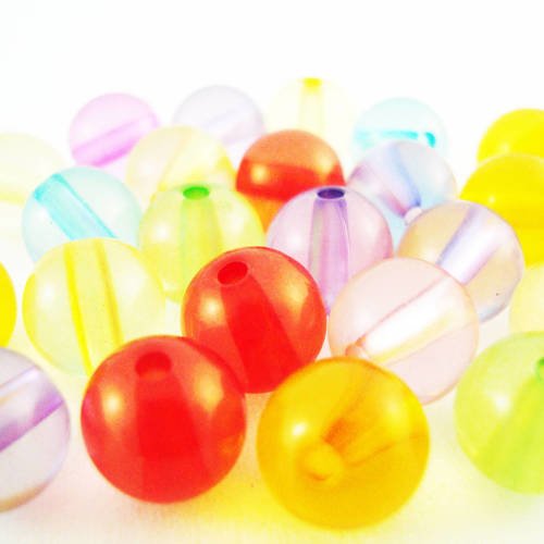 Pac23 - 10 perles rondes thème ballons / billes fête de couleurs mixtes 