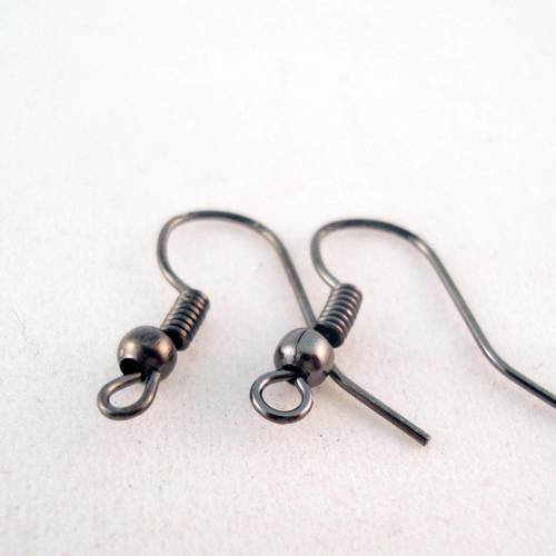 Sp04g - 5 paires de deux crochets gunmetal pour support boucles d'oreilles 