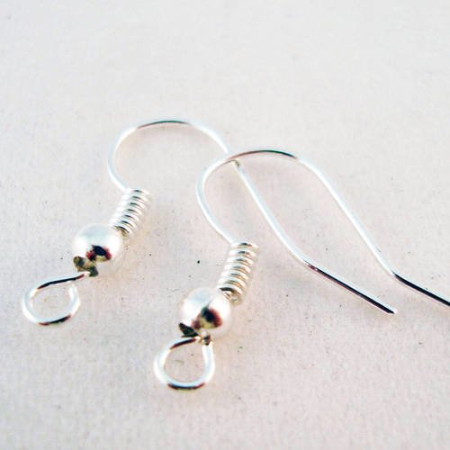 Sp04a - 5 paires de deux crochets argent brillant pour support boucles d'oreilles 