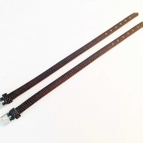 Lot de deux supports bracelets en imitation peau de serpent, couleur brun marron! simili cuir. 
