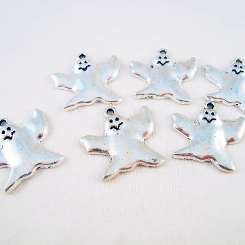 Pu69 - 1 breloque pendentif argenté gentil fantôme ghost casper halloween 