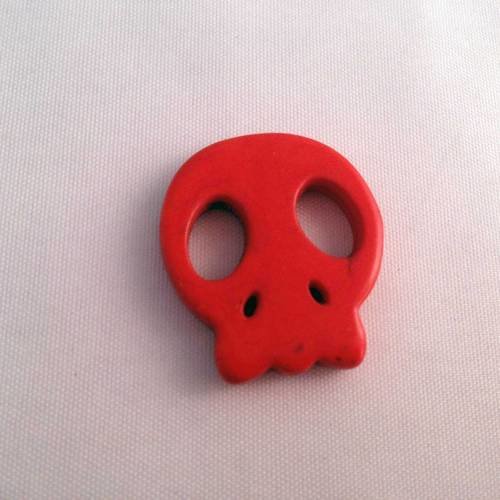 Grande perle howlite tête de mort couleur orange 