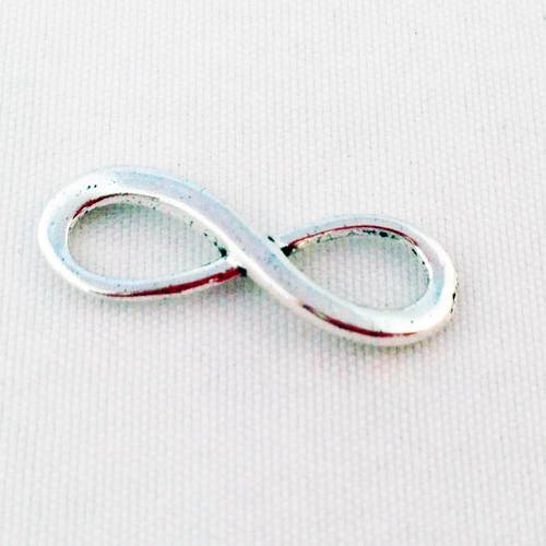 Bz64 - connecteur signe infinity infini ou forme de 8, argenté, 23mm x 8mm. 