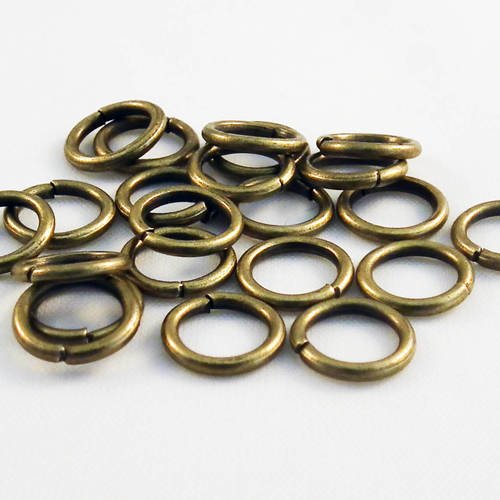 Ala1b - 5 solides gros larges anneaux de jonction ouvert bronze épaisseur 1.2mm et diamètre 8mm
