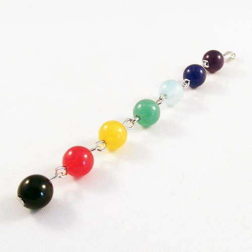 Alz6 - pendentif perles en verre 8mm pierres couleur 7 chakras méditation yoga énergie buddha zen avec bélière 