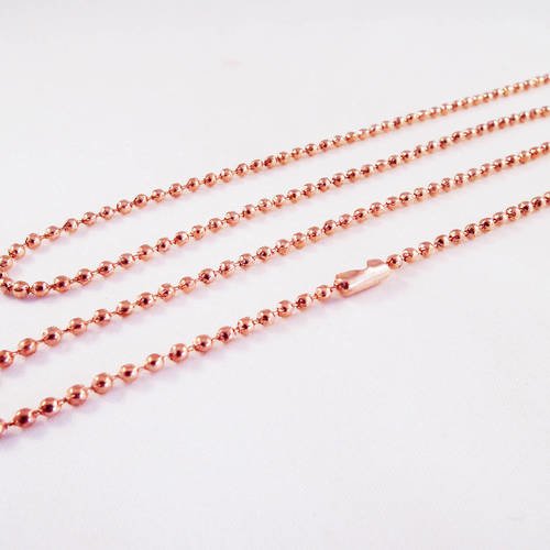 Alf2 - collier à chaîne à billes boules en métal de couleur plaqué or rose de 60cm 