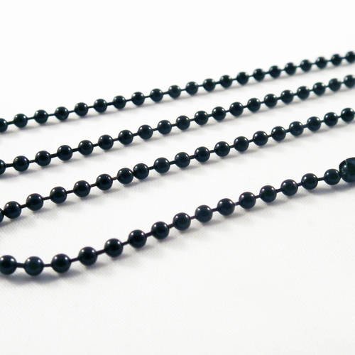 Alf1n - collier à chaîne à billes boules en métal de couleur noir de 68cm