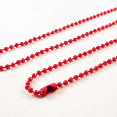 Alf1r - collier à chaîne à billes boules en métal de couleur rouge de 70cm 