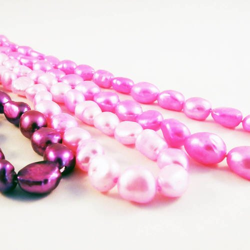 Alg2 - sublime lot de 45 perles de culture d'eau douce de 8-9mm en trois teintes de rose mauve 