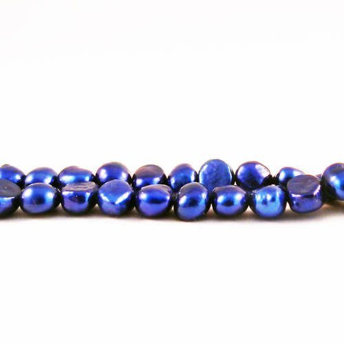 Alg2b - sublime lot de 15 perles de culture d'eau douce de 5-6mm de couleur bleu foncé 