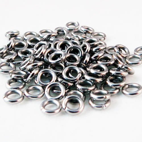 Aj16 - lot de 15 solides gros anneaux de jonction ouvert épaisseur 1.2mm et diamètre 5mm argent foncé 