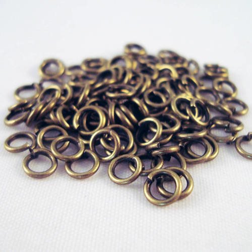 Aj17m - lot de 100 anneaux de jonction ouverts de 5mm de couleur bronze. 